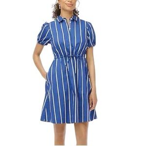 J Crew Striped Puff Sleeve Shirtdress 00